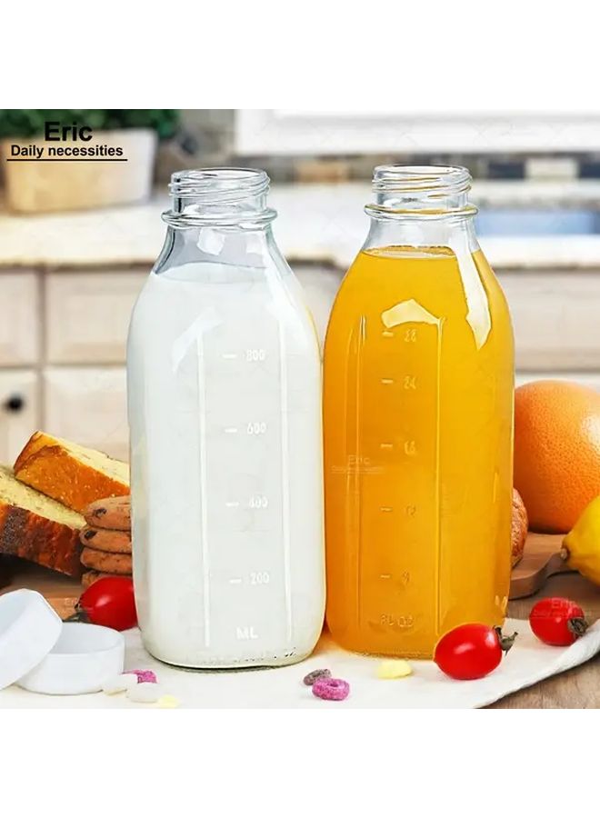 قطعتان 1000 مل زجاجة حليب قهوة زجاجية مع مقياس قياس غطاء مانع للتسرب - Image 5